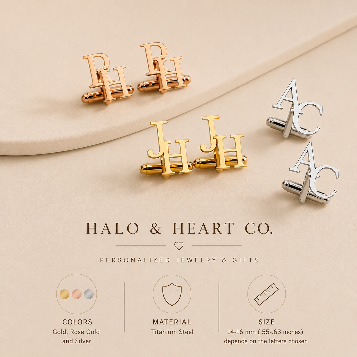 Personalized Engraved Cufflinks Gift Set with Walnut Box