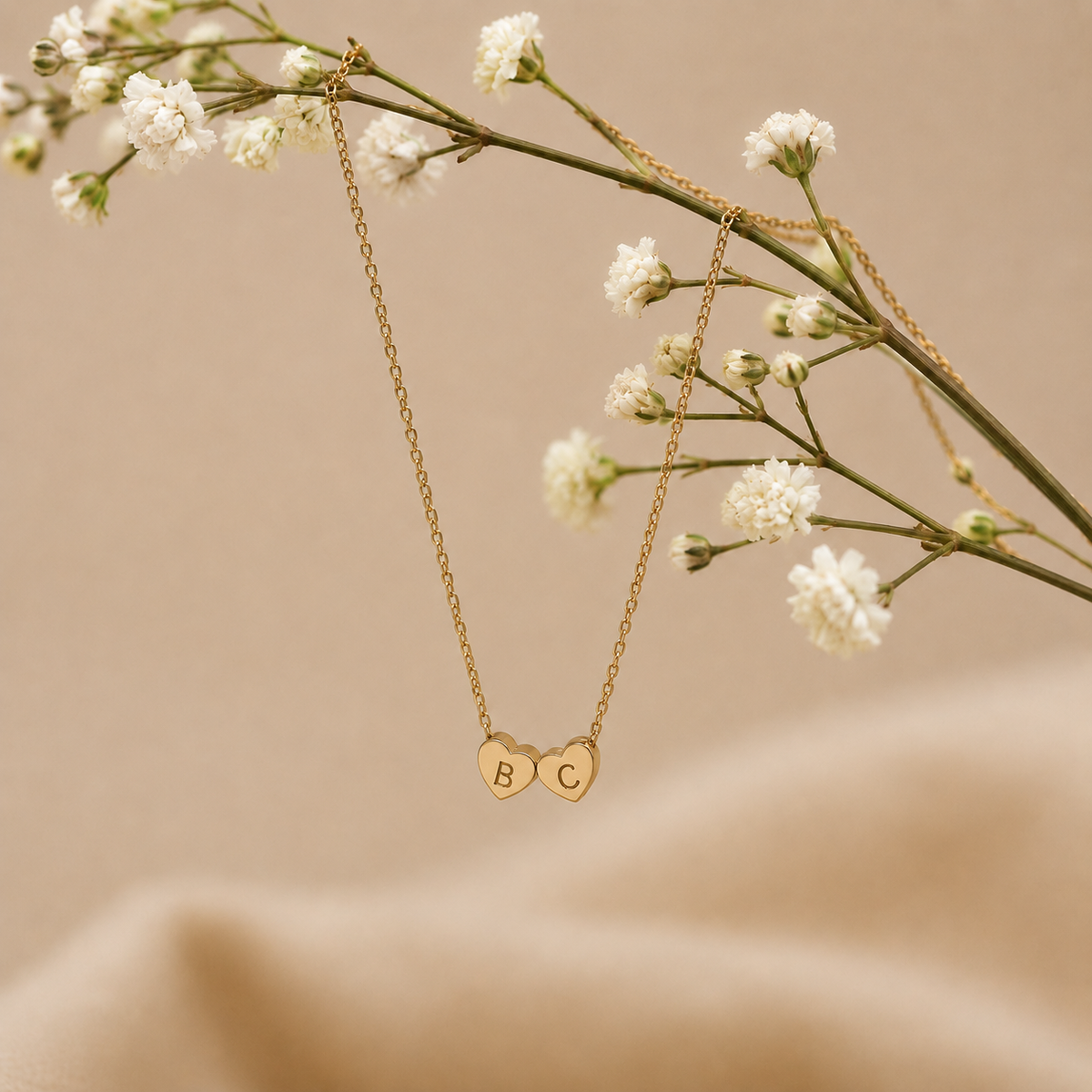 Personalized Tiny 3D Initial Heart Necklace