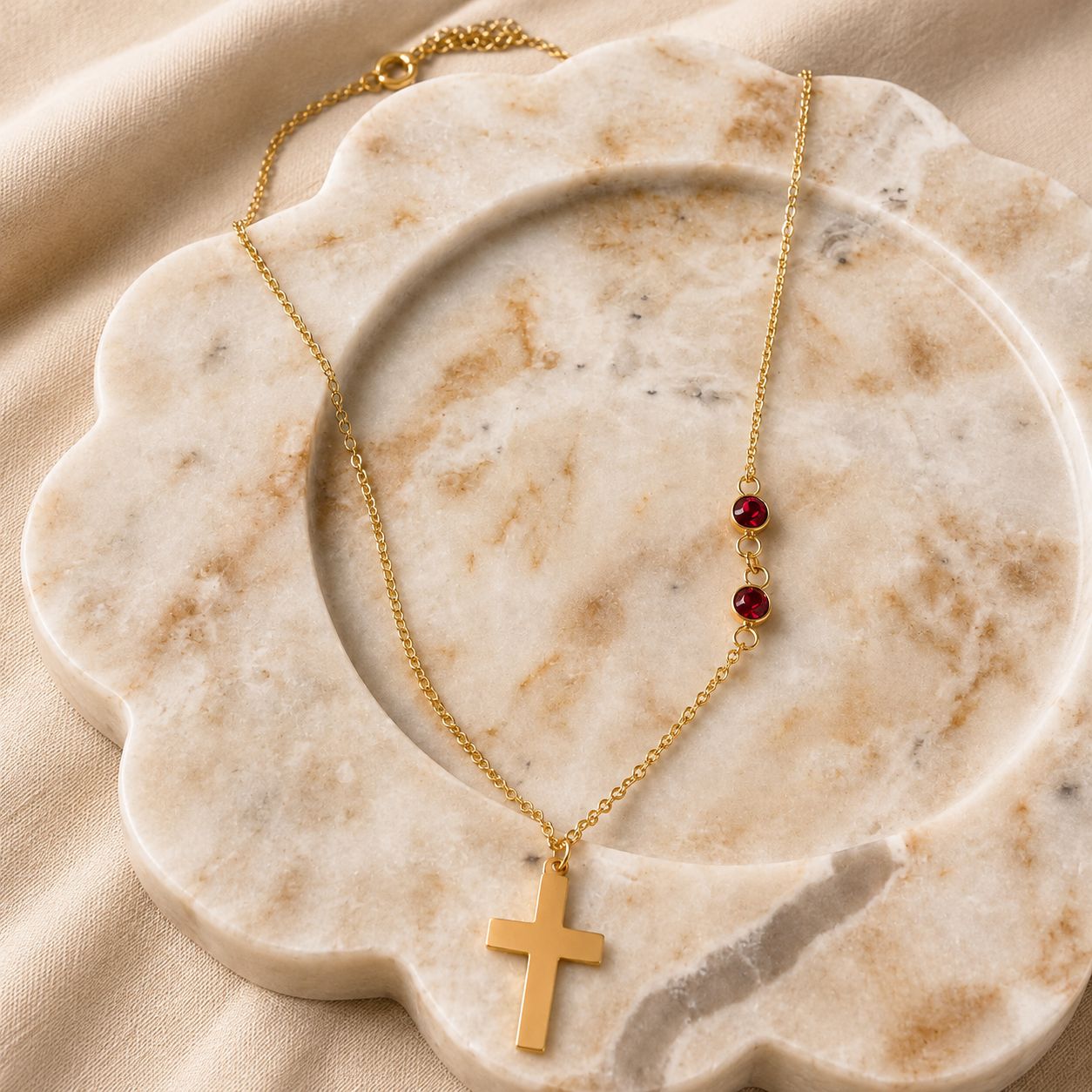 Personalized Birthstone Cross Necklace
