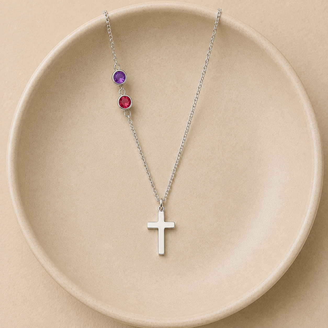 Personalized Birthstone Cross Necklace