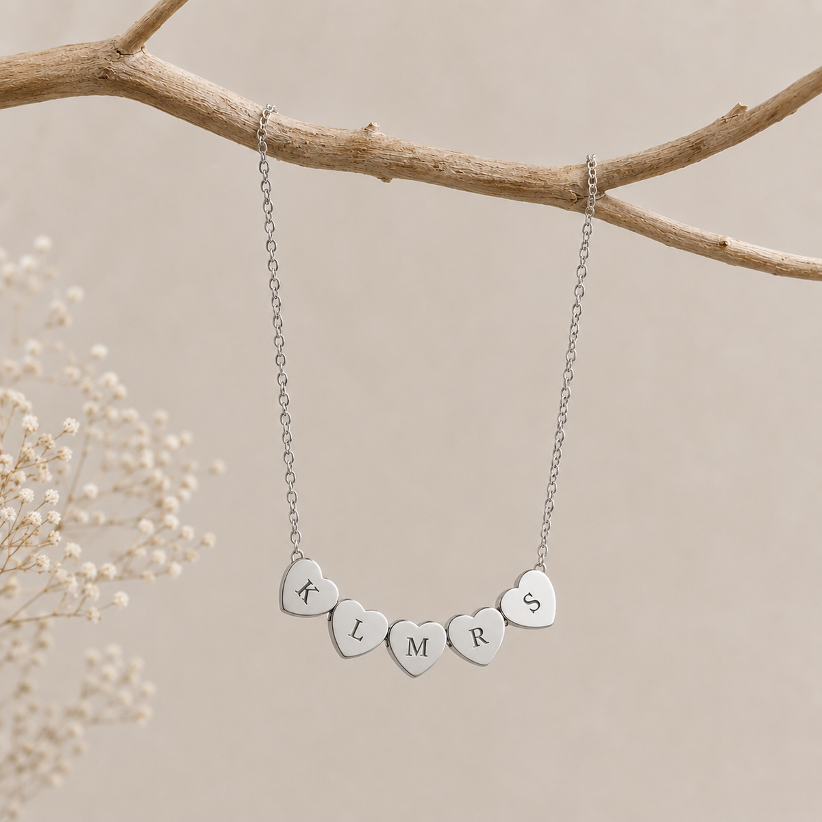 Personalized Tiny 3D Initial Heart Necklace