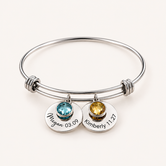 Custom Silver Birthstone Bracelet