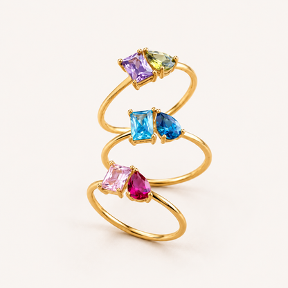 Two Stone Birthstone Ring S925 Multi-Colored