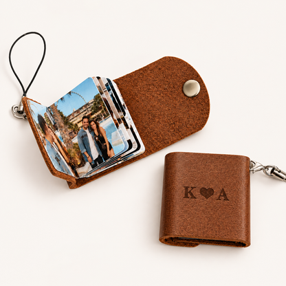Personalized Mini Leather Photobook Keychain