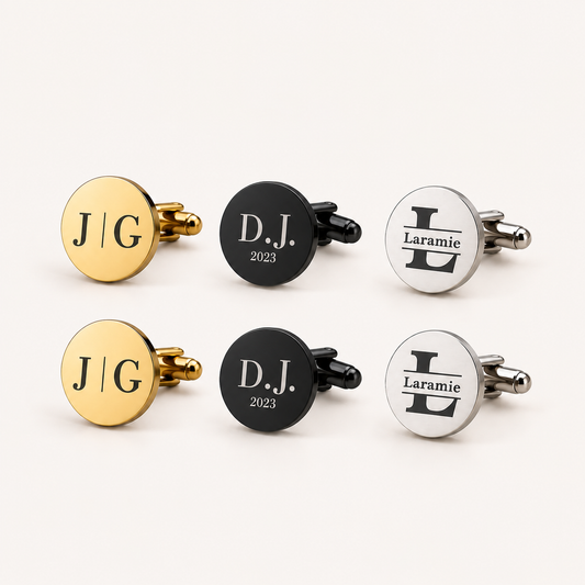 Personalized Engraved Large Round Cufflinks