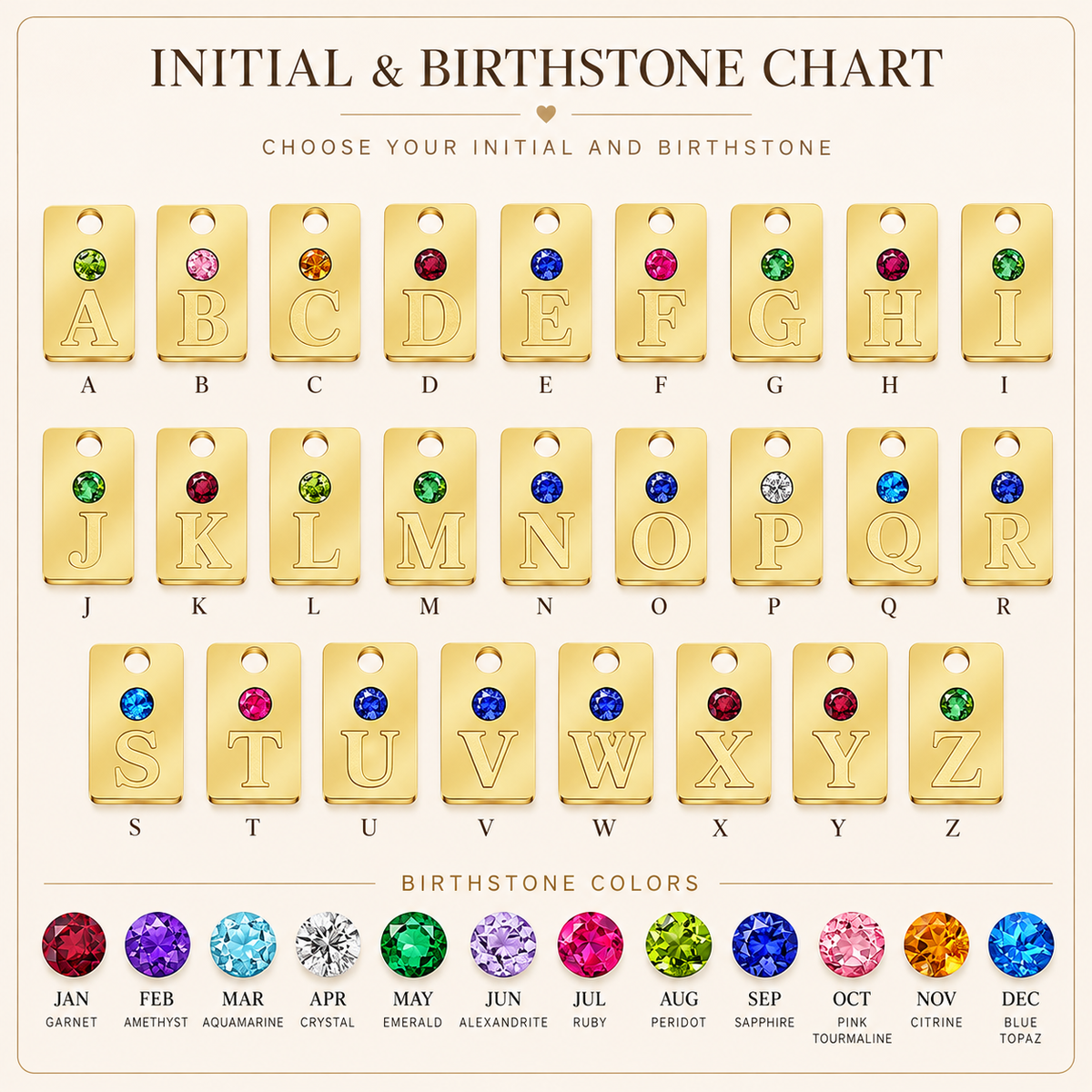 Personalized Initial Birthstone Necklace