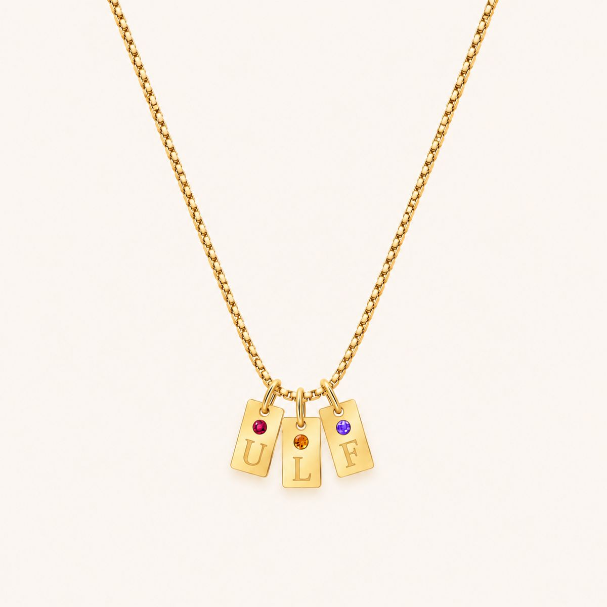 Personalized Initial Birthstone Necklace