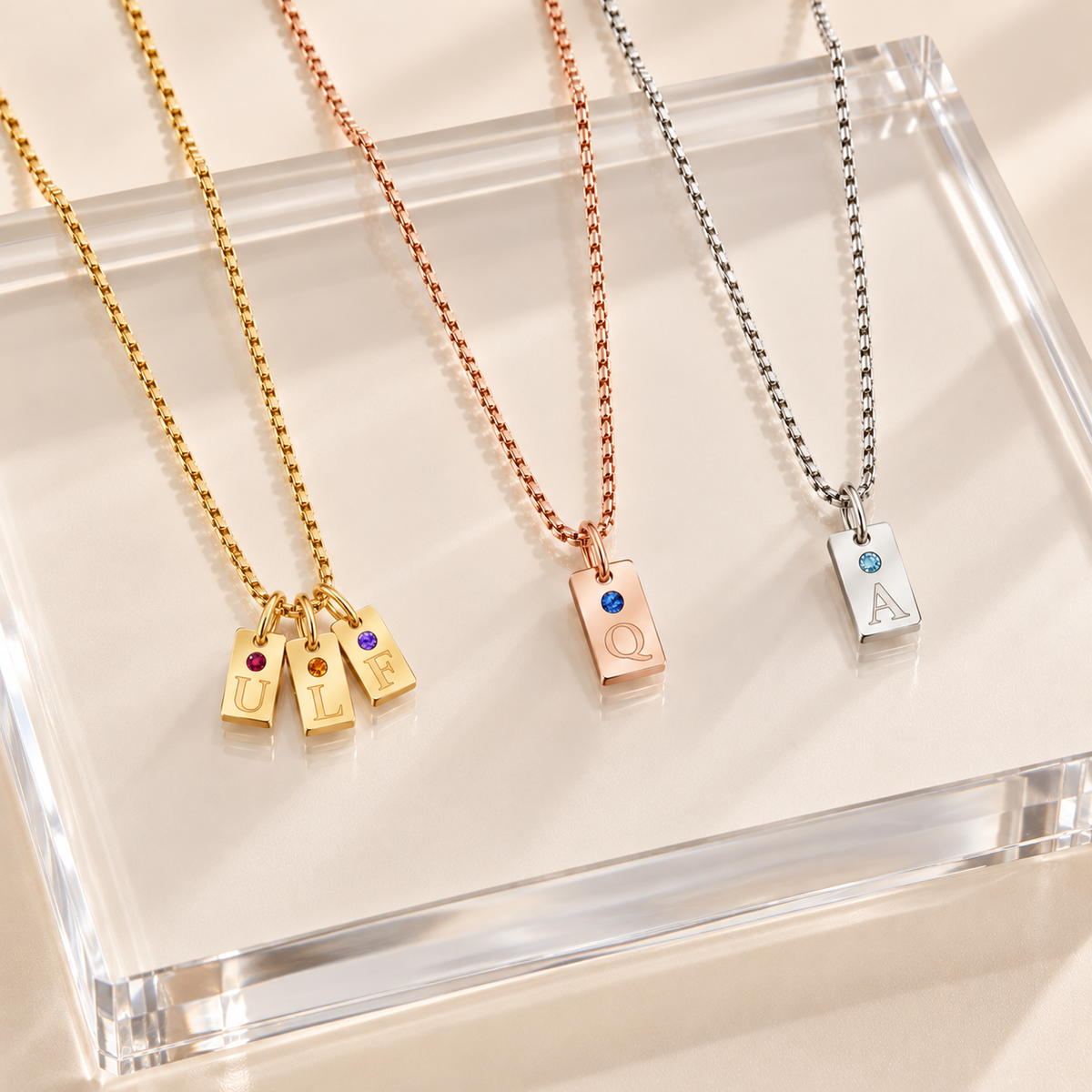 Personalized Initial Birthstone Necklace