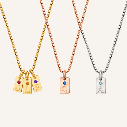 Personalized Initial Birthstone Necklace