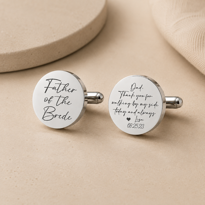 Personalized Engraved Large Round Cufflinks