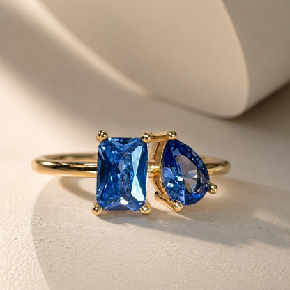 Two Stone Birthstone Ring S925 Multi-Colored
