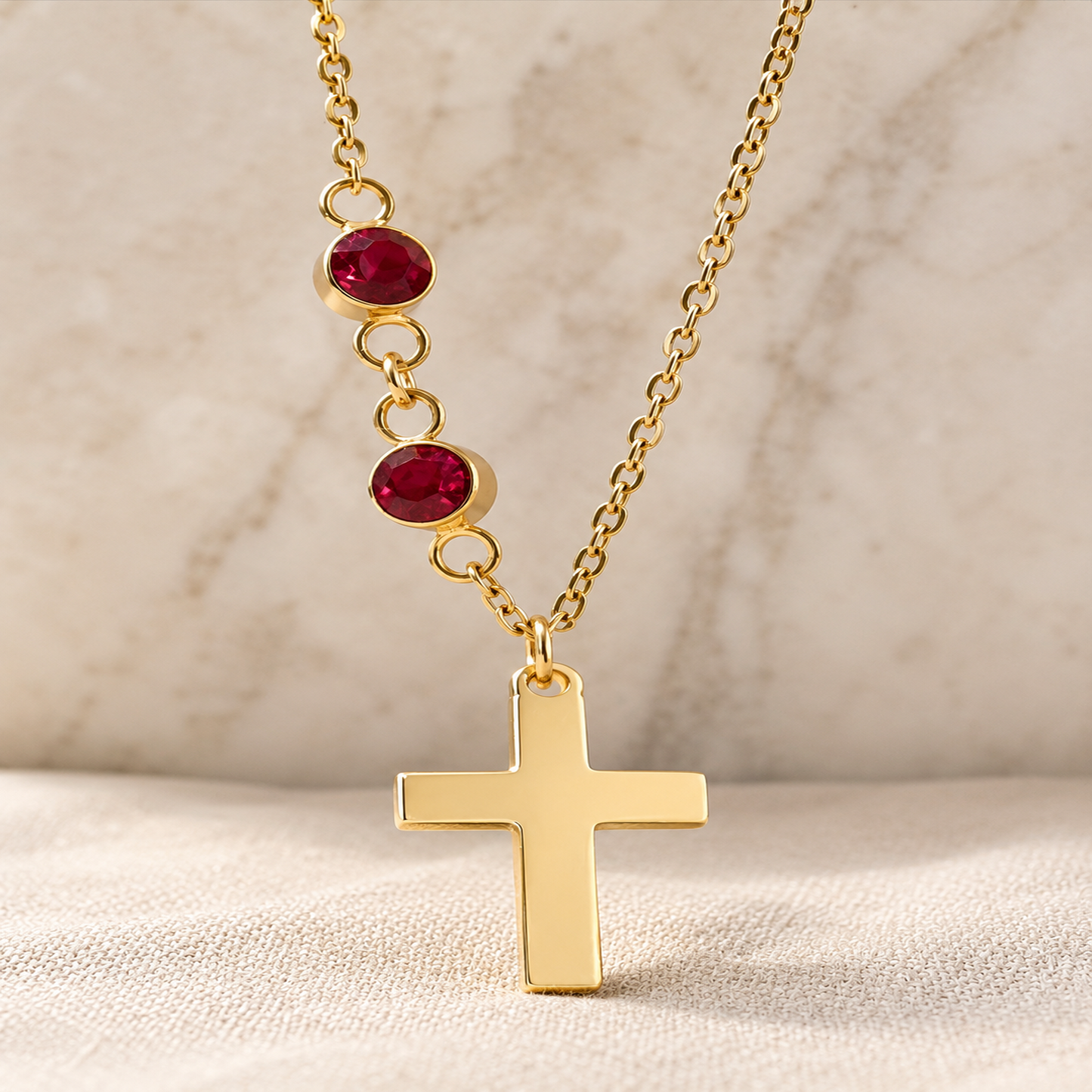 Personalized Birthstone Cross Necklace