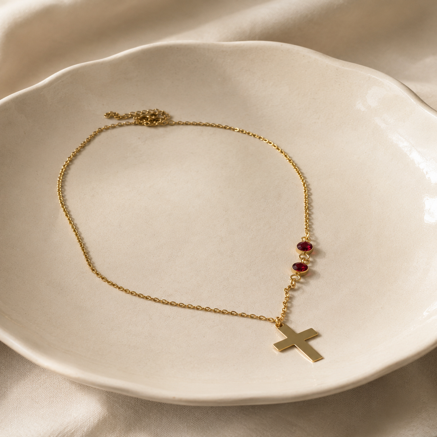 Personalized Birthstone Cross Necklace