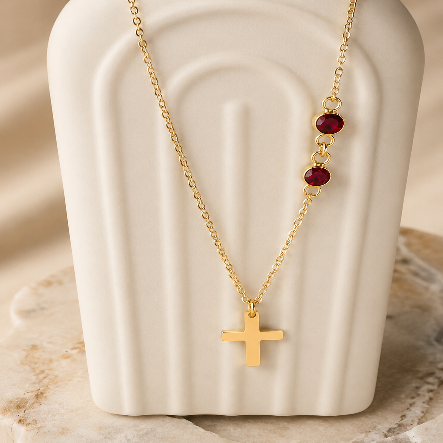 Personalized Birthstone Cross Necklace
