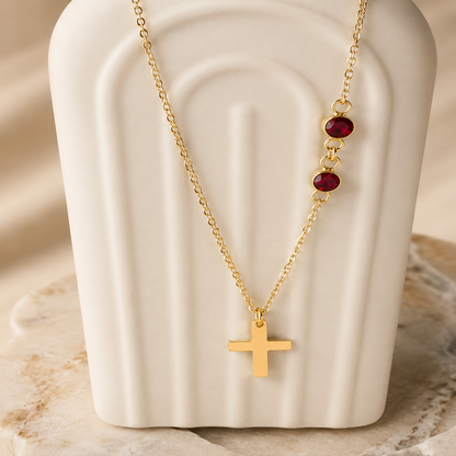 Personalized Birthstone Cross Necklace