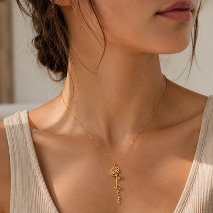 Birth Flower Name Necklace