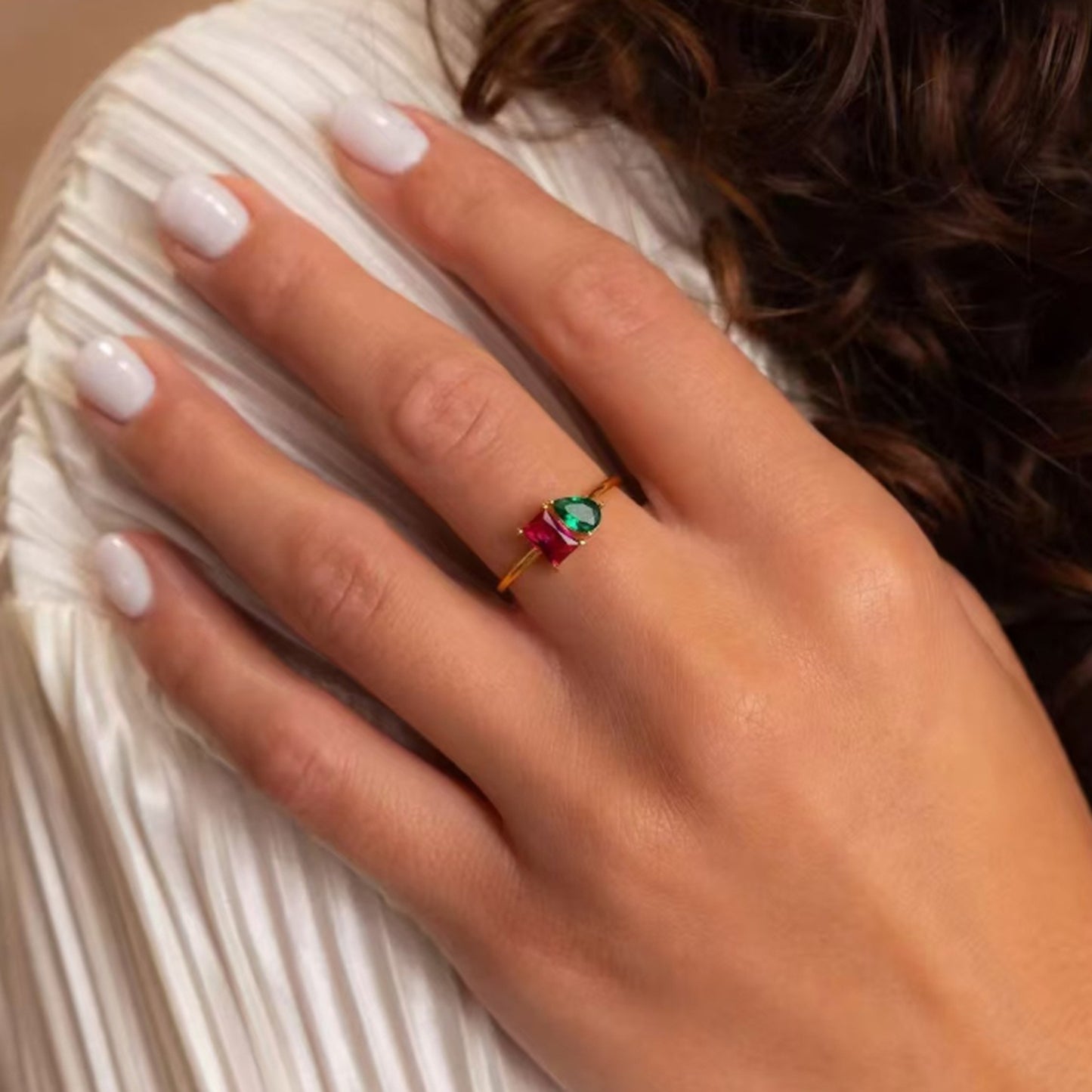 Two Stone Birthstone Ring S925 Multi-Colored