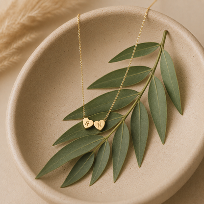 Personalized Tiny 3D Initial Heart Necklace