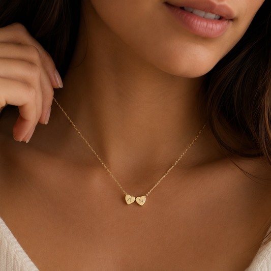 Personalized Tiny 3D Initial Heart Necklace