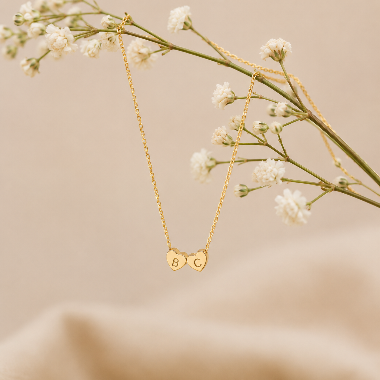 Personalized Tiny 3D Initial Heart Necklace