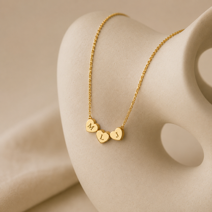 Personalized Tiny 3D Initial Heart Necklace