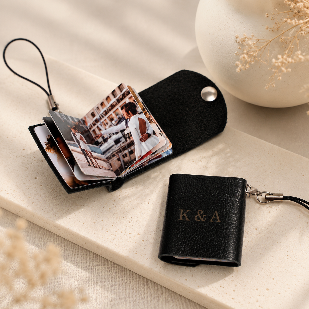 Personalized Mini Leather Photobook Keychain