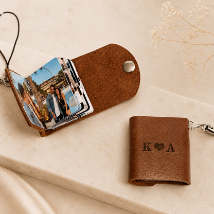 Personalized Mini Leather Photobook Keychain